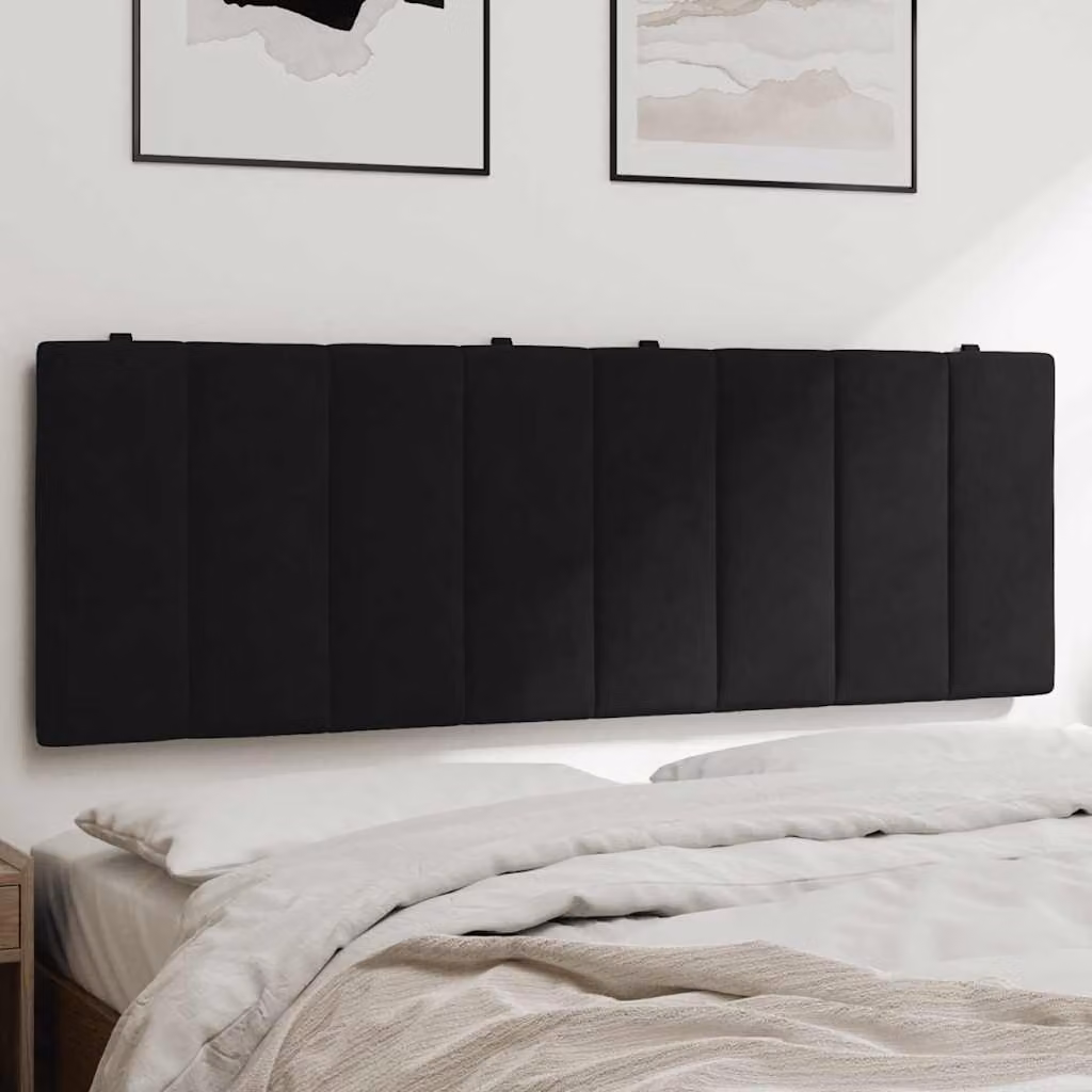 Cuscino Testiera Hanko vidaXL in Velluto Nero, Larghezza: 140 cm