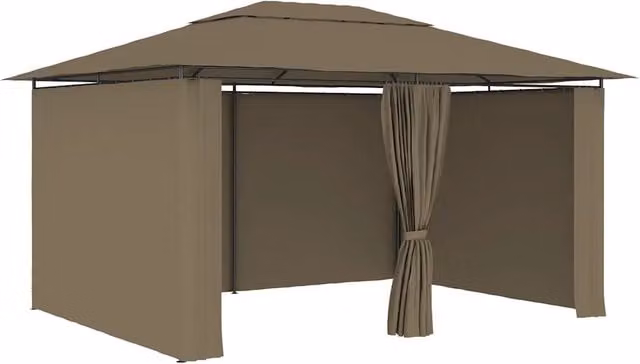 Gazebo | Pergolato da Giardino con Tende 4x3 m Grigio Talpa 180 g/m2