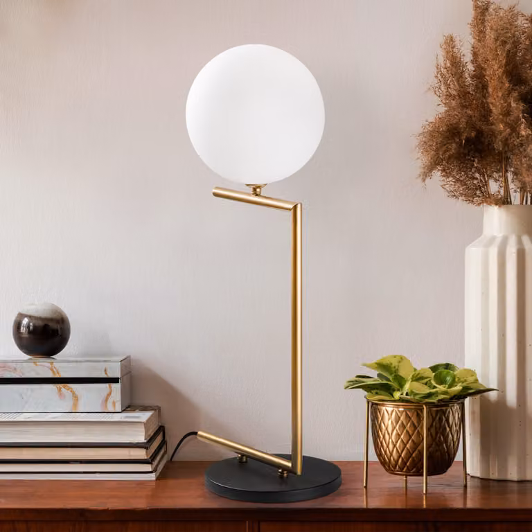 Opviq, Luminar - 14176, lampada da tavolo, oro, CORPO IN METALLO, 29 x 20 x 64 cm