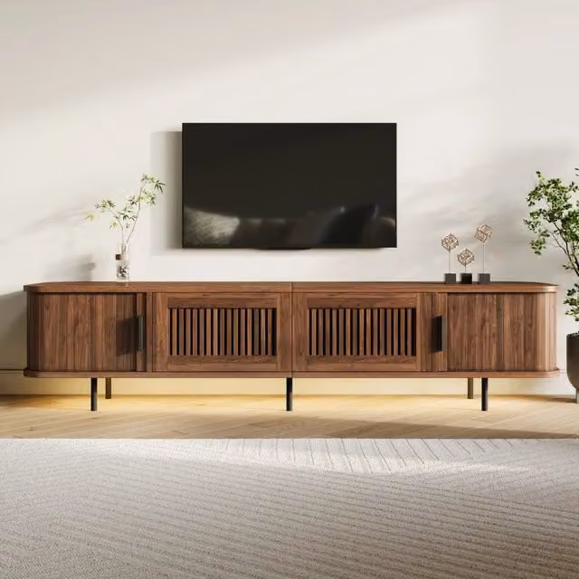 Desviae Mobile porta TV LED con app due cassetti ante scorrevoli con passacavi struttura in MDF noce 180 × 40 × 44,5 cm