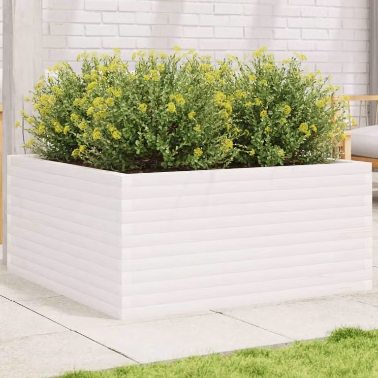 Fioriera da giardino rialzata vidaXL in legno di pino bianco L 100 cm x P 100 cm x H 46 cm