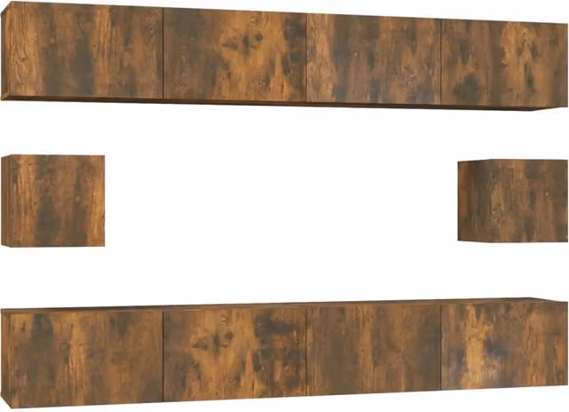 Set mobili mobile credenza TV televisione salotto camera da letto 6 pz rovere fumo legno ingegnerizzato marrone 02_0025112