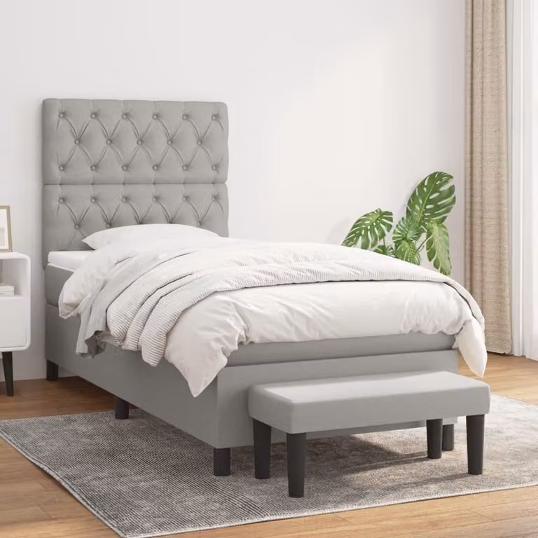 Maison Exclusive - Giroletto a Molle con Materasso Grigio Chiaro 80x200 cm Tessuto