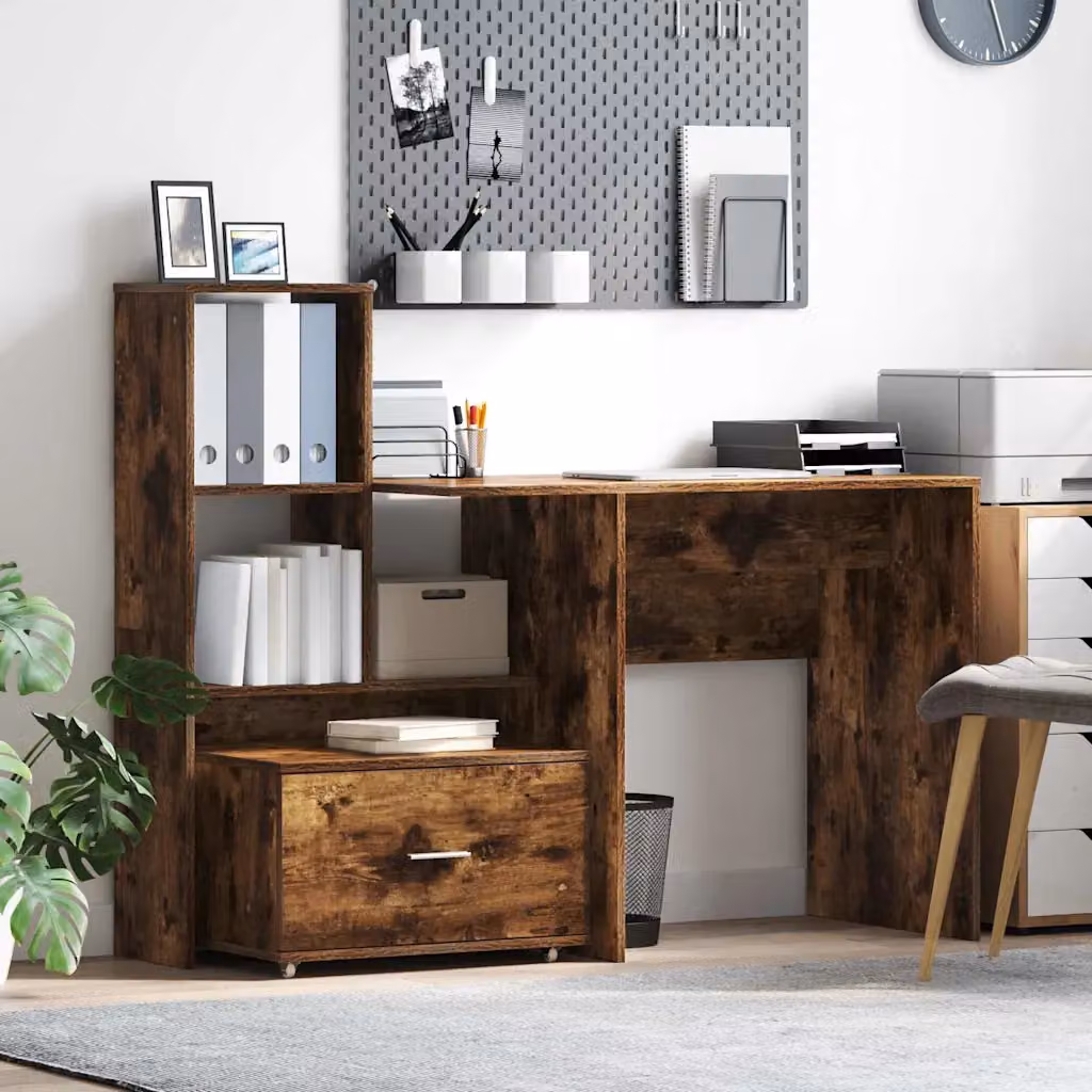 Carrello mobile con cassetti vidaXL in rovere fumé L 55 cm, P 45 cm, H 31 cm