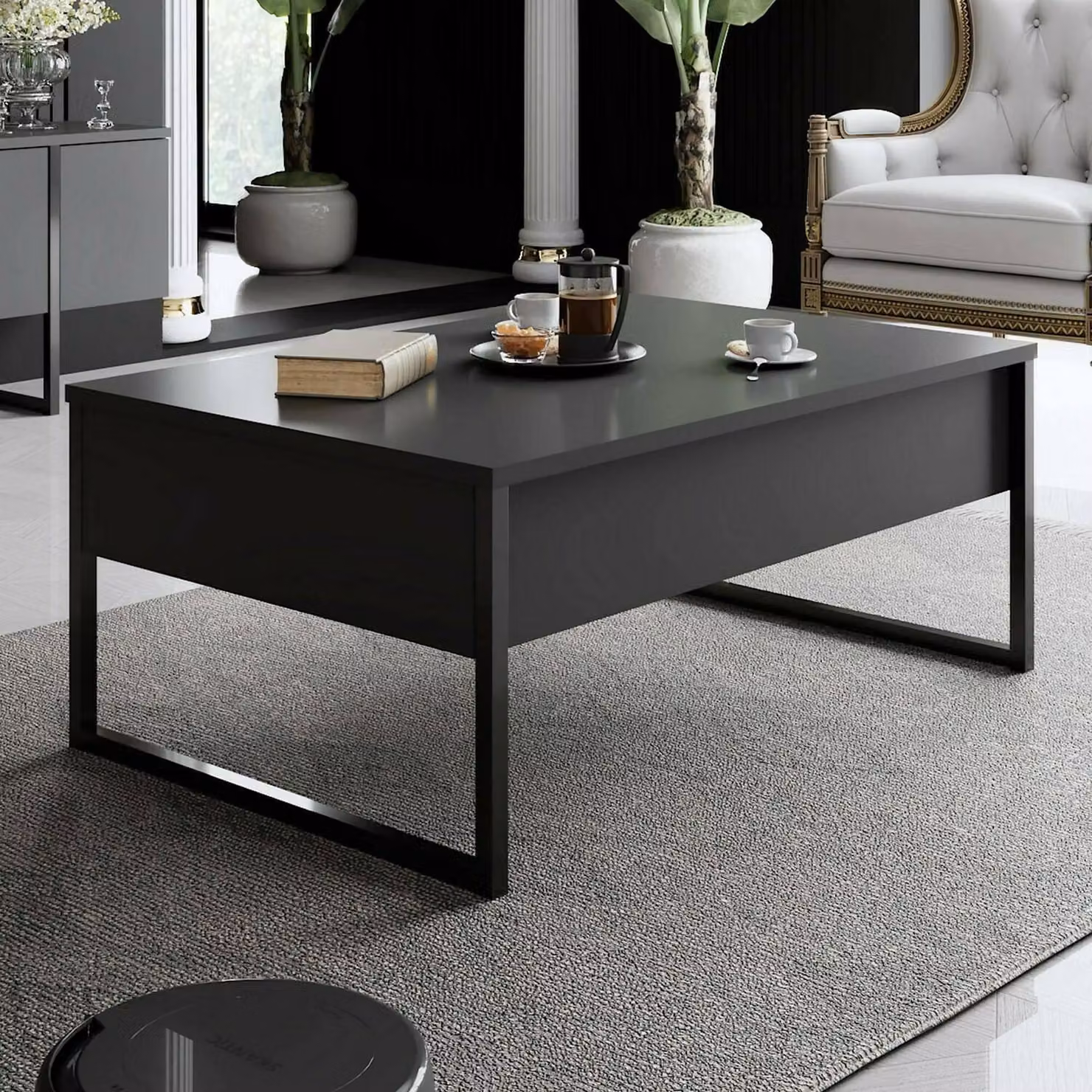 Dmora Tavolino da Salotto Lavinia 60x90x40h cm Nero, Portariviste Forma Rettangolare