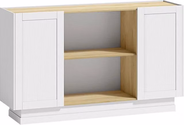 Buffet Cuisine 2 Portes 133 x 35 x 79,7 cm Bois Naturel et Blanc