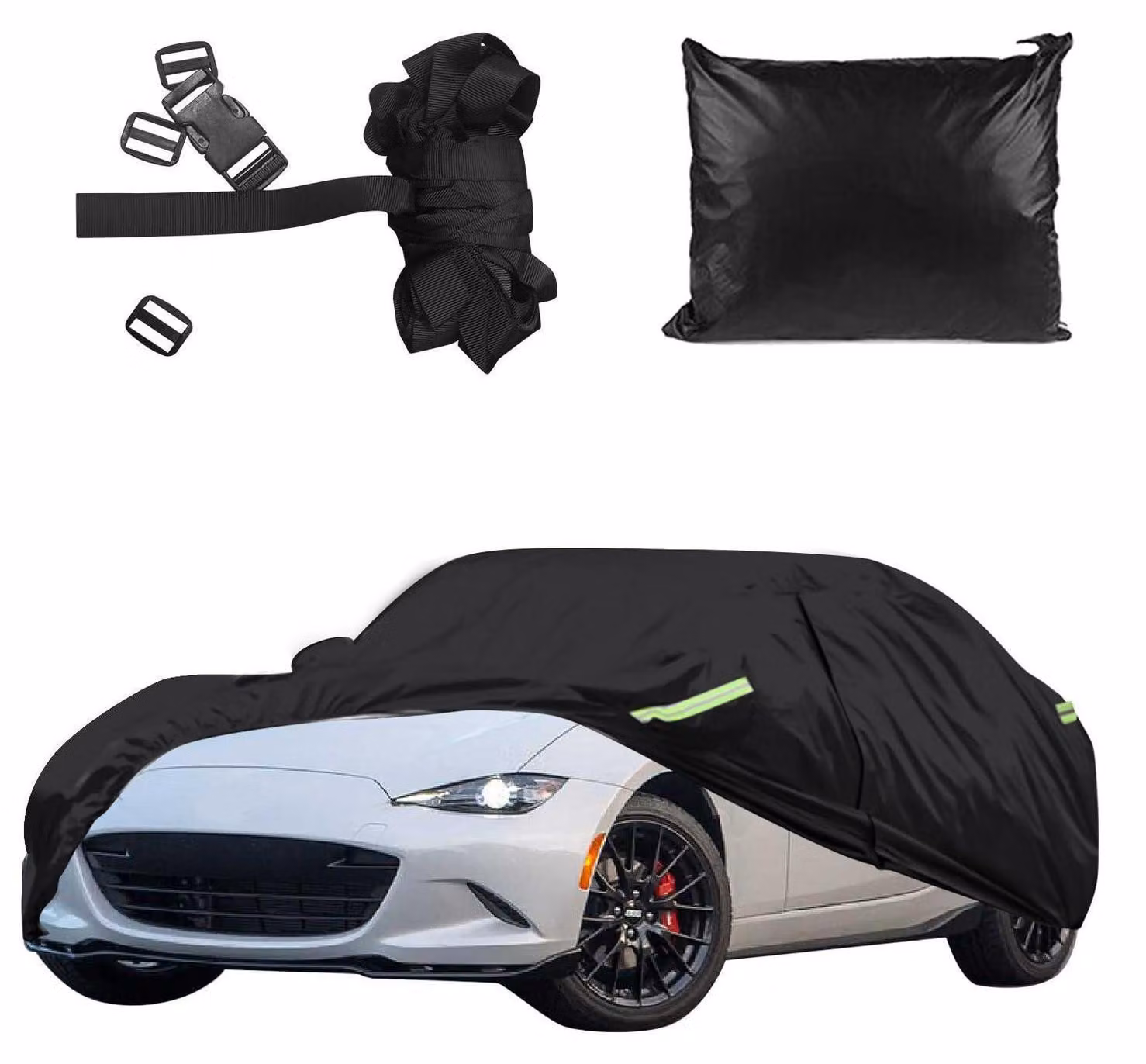 Copertura impermeabile per auto, compatibile con Mazda MX-5 MK4 ND/ND2 dal 2015 al 2024, copertura completa per uso esterno, adatta a tutte le condizioni atmosferiche, con strisce riflettenti e cinghie antivento