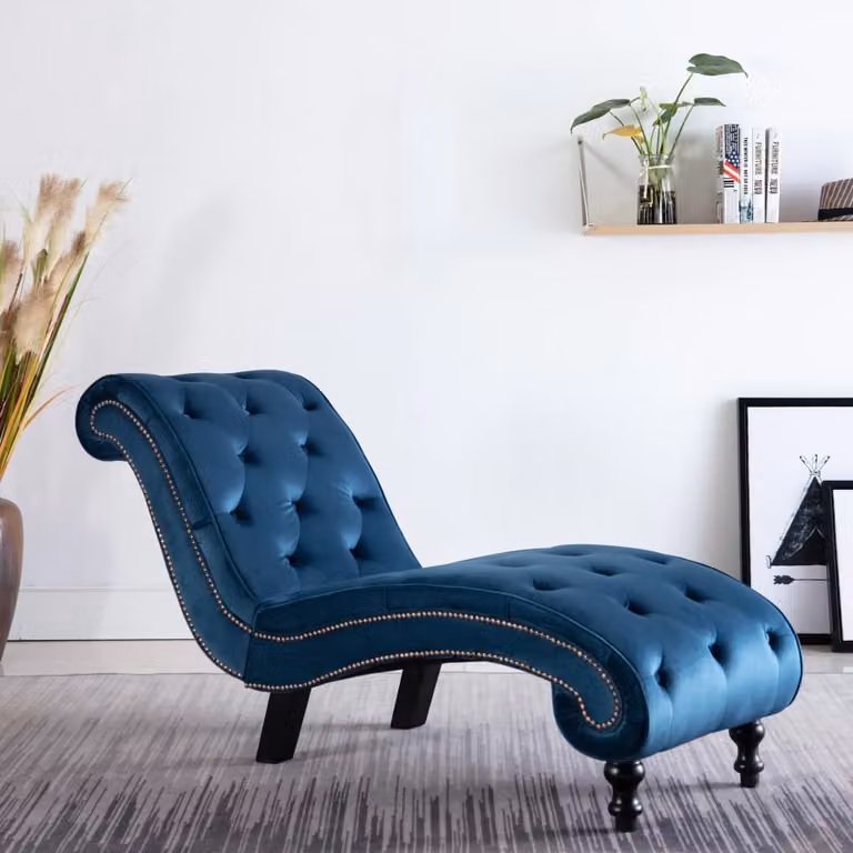 Maison Exclusive - Sedia a Sdraio Blu in Velluto