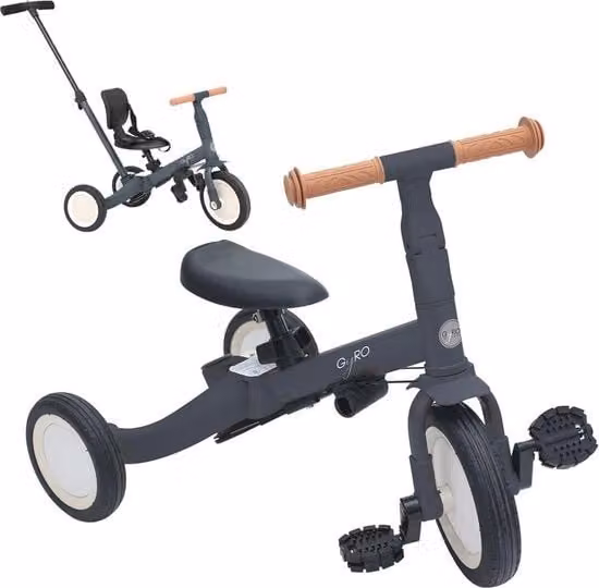 Triciclo Evolutivo Speedster per Bambini con Altezza Regolabile e Freni, Colore Rosa, Rosso o Grigio, Struttura in Metallo, Adatto da 15 Mesi