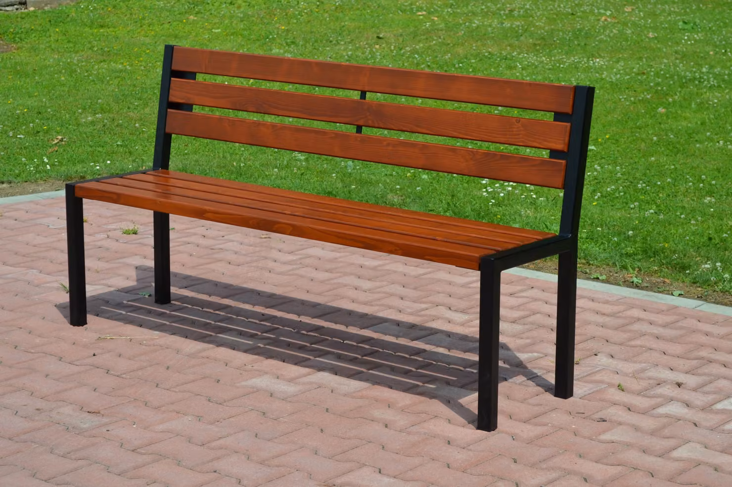 Panca da giardino in legno con schienale 158x38cm panca da parco in acciaio