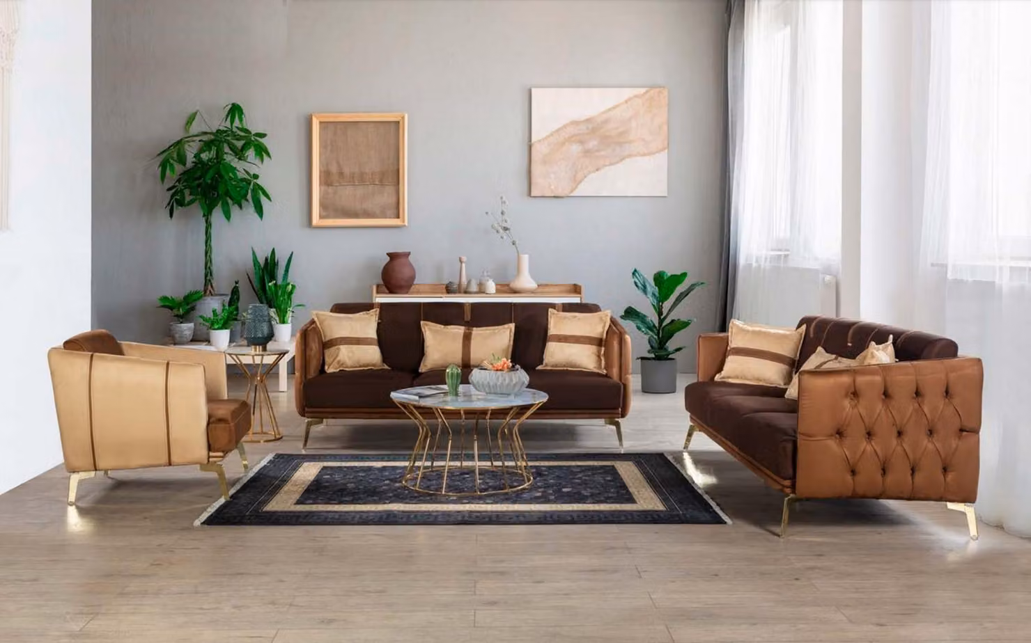 Sofagarnitur Sofa Garnitur Sofas 3+3+1 Sitzer Sessel Chesterfield Dreisitzer