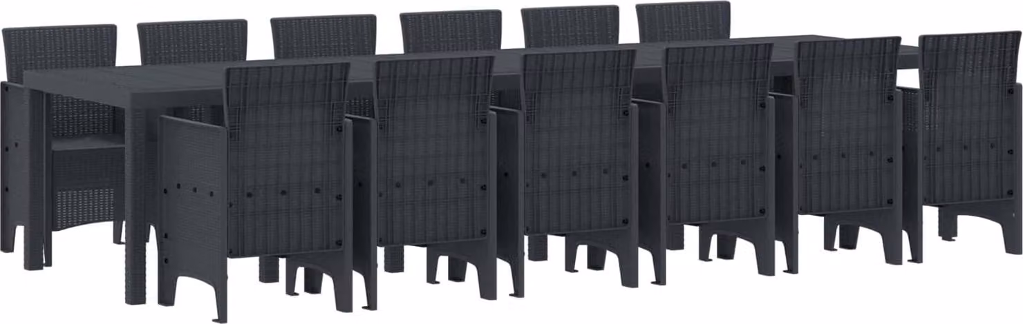 Set da Pranzo per Giardino 13 pcs Antracite Rattan Polt
