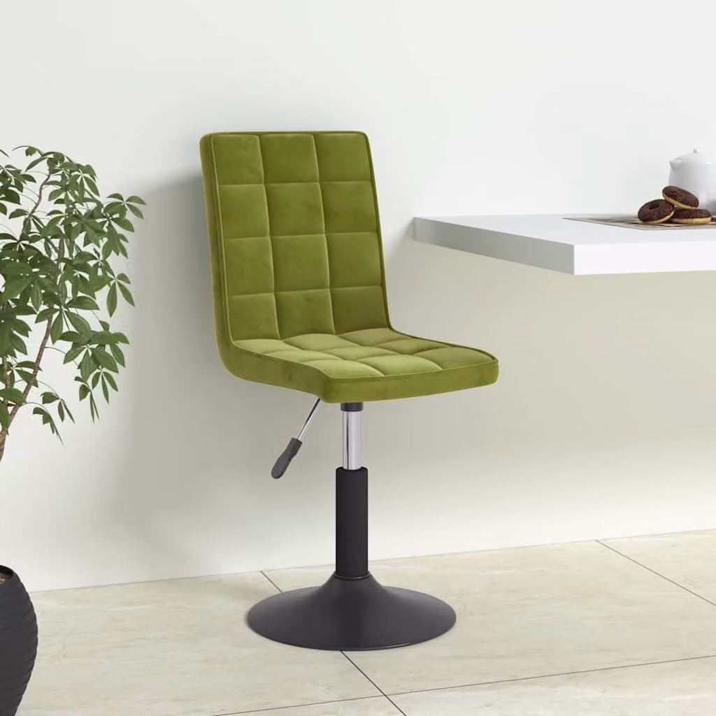 Set di 6 sedie da pranzo girevoli vidaXL in velluto verde chiaro con base moderna