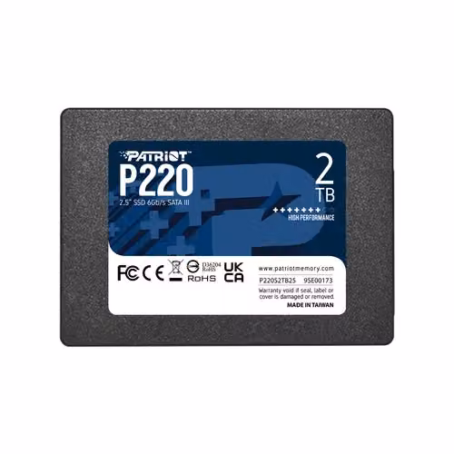 Patriot SSD interno P220 da 2 TB SATA3 2,5 pollici Nero P220S2TB25 – 2