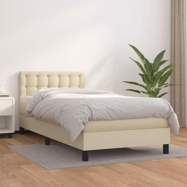 Maison Exclusive - Letto boxspring con materasso color crema 90x200 cm in ecopelle