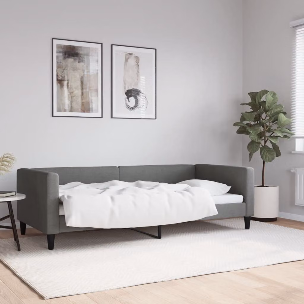 Maison Exclusive - Letto a giorno, colore grigio scuro, 90x200 cm, tessuto