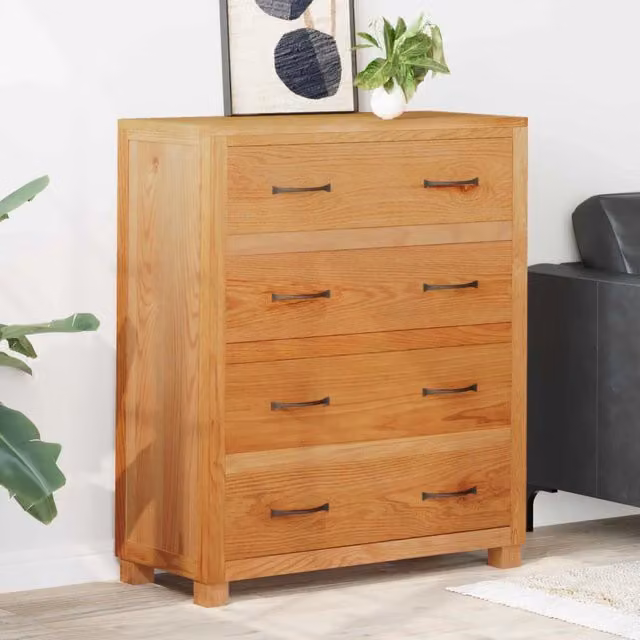 Armadietto moderno vidaXL in legno di quercia e pino marrone con ante e cassetti L 80 cm x P 35 cm x H 95 cm