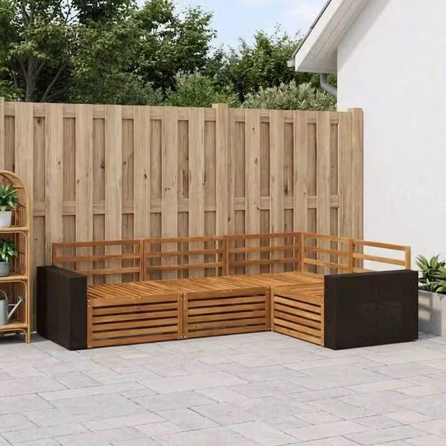 Set di divani da esterno 4 pz Naturale Legno di Acacia Massello 3383302