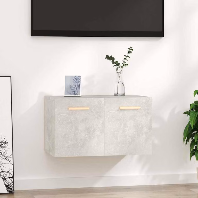 Mobile a parete moderno vidaXL in legno multistrato e MDF, Grigio Cemento, L 60 x P 36,5 x H 35 cm