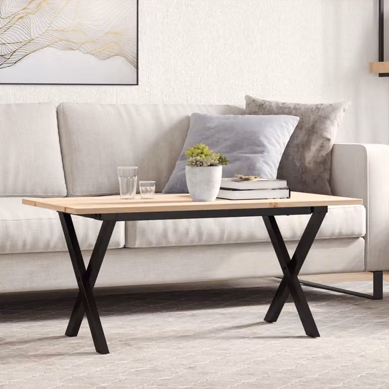 Maison Exclusive - Tavolino Salotto Telaio a X 100x50x45 cm Legno Pino e Acciaio