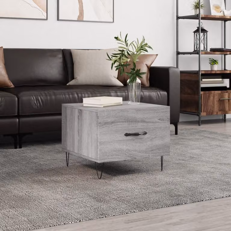 The Living Store Tavolino Grigio Sonoma 50x50x40 cm Materiale a base di legno