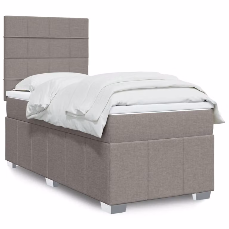 vidaXL Giroletto a Molle con Materasso in Tessuto Beige e Grigio L/P: 100 x 200 cm