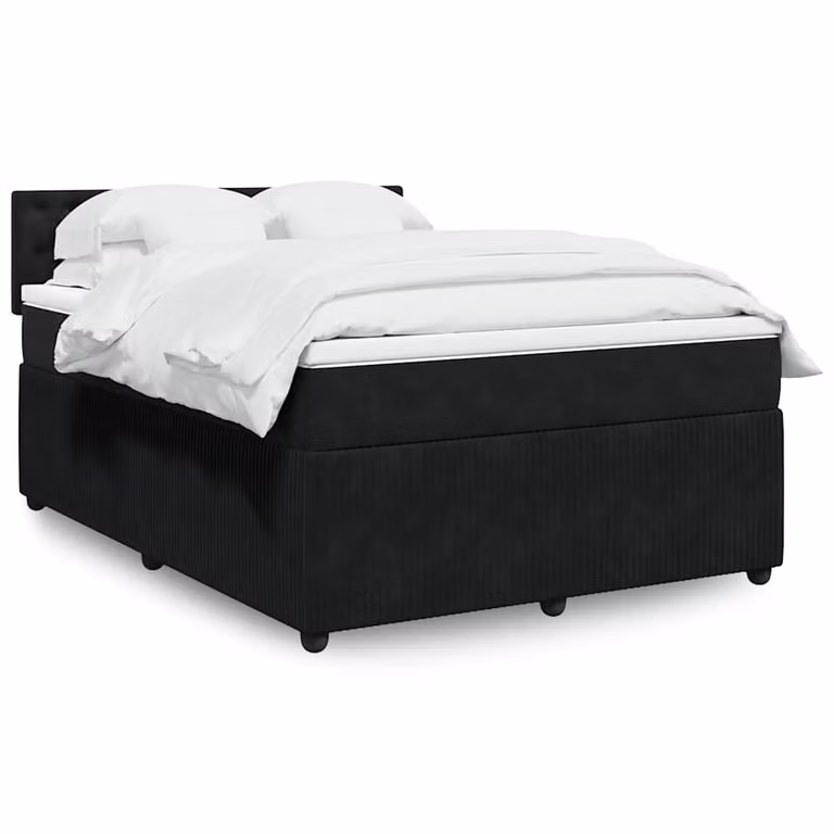 vidaXL Giroletto a Molle con Materasso in Velluto Nero L/P: 160 x 200 cm