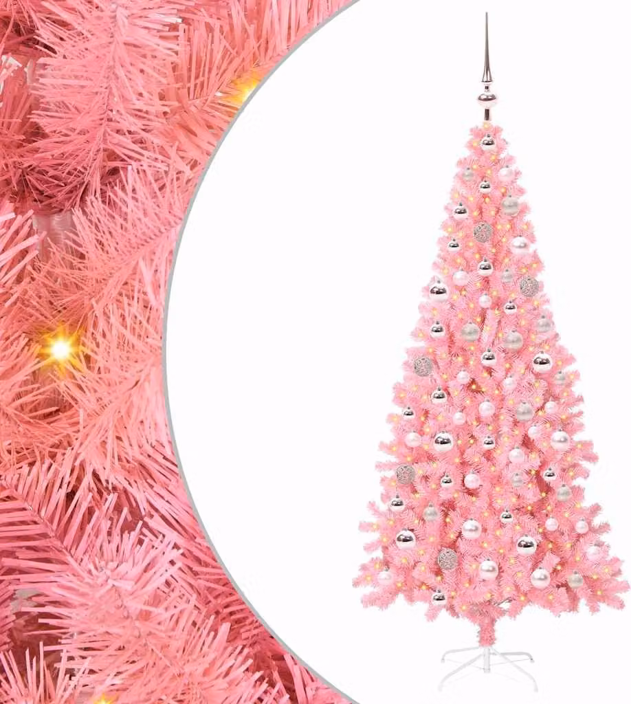 Albero di Natale con 300 LED con supporto Rosa 180 cm PVC
