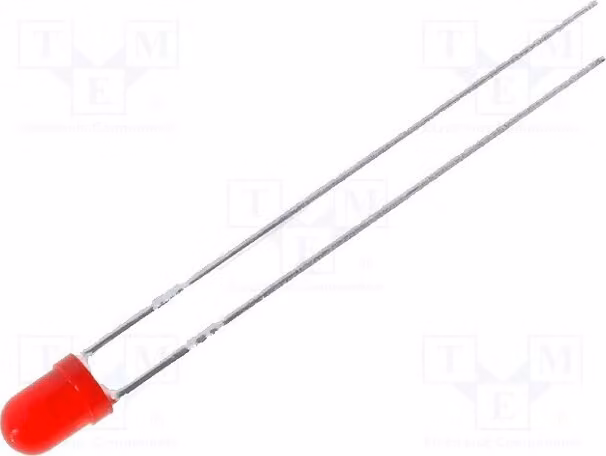 5 LED a LED rosso, 3 mm, modello L-934ID, diodi LED a foro passante (THT), 3 mm, angolo di emissione 60°, intensità luminosa 8÷50 mcd