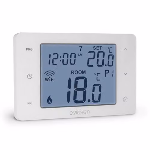 Avidsen Home Flow 127062 Termostato Wi-Fi Intelligente Programmabile, Comando Manuale E App Avidsenhome, Da Incasso A Muro, Compatibile Alexa E Google Home, Bianco