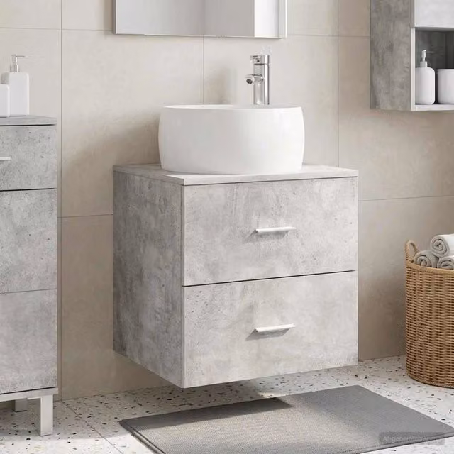 Mobile Lavabo da Parete Grigio Cemento 49,5 x 44,5 x 66 cm 890313