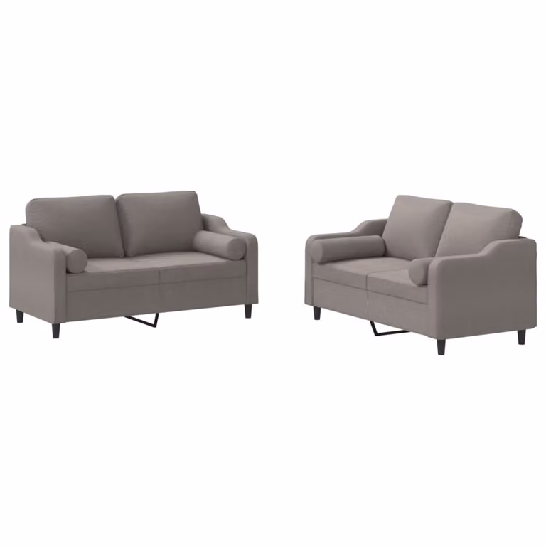 Set Divani 2 pz con Cuscini Tortora in Tessuto