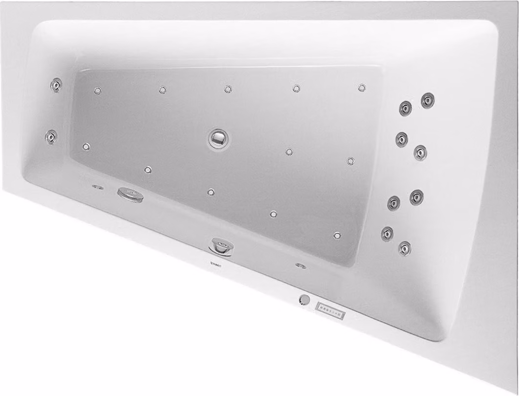 Duravit Paiova Bain à remous, à encastrer, simple dos à droite, bâti-support, vidage et trop-plein chromés, système Combi E, 1700x1300mm, 760215000CE1000, 760215000CE1000
