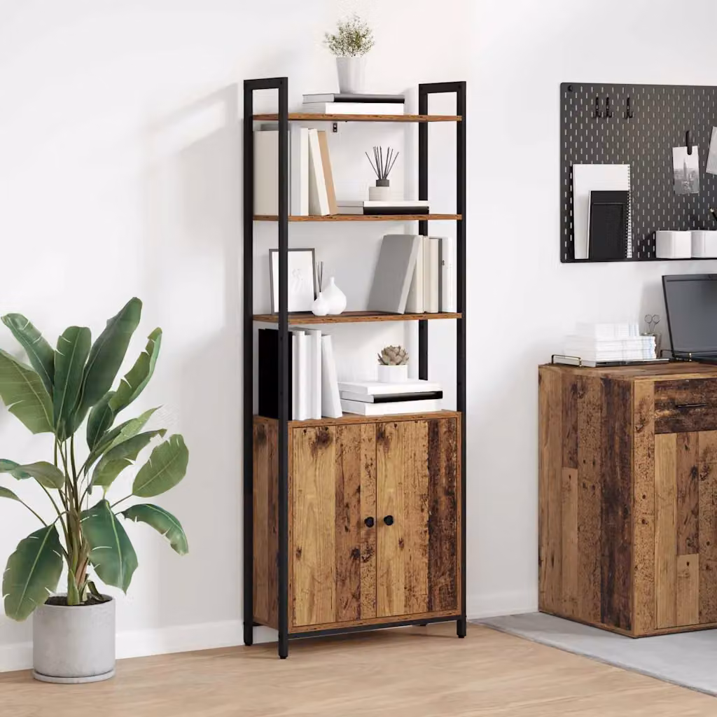 vidaXL Armadio per Libri in Stile Industrial con 6 Livelli, Colore Marrone, L: 60 cm, P: 24 cm, H: 161 cm