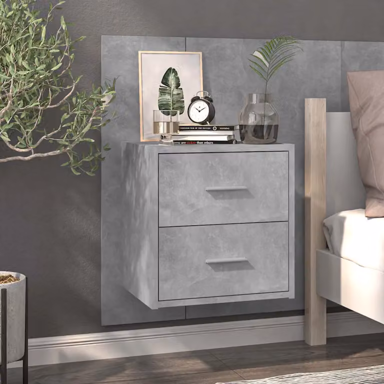 vidaXL Comodino a Muro Moderno Grigio con Finitura Opaca