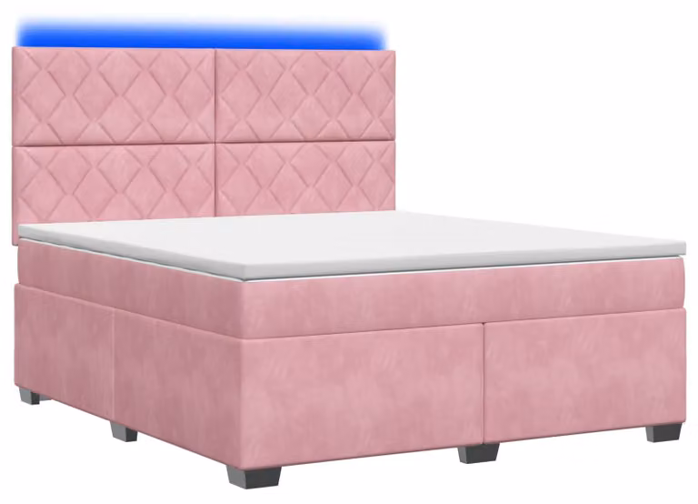 Letto a molle con materasso con testata rosa 160 x 200 cm in velluto