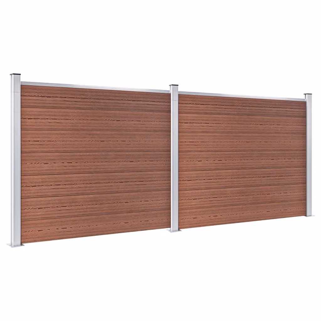 Set di elementi di recinzione WPC 353x146 cm Marrone