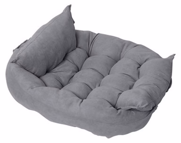 Cuccia per cani, cuccia per gatti, forma a ciambella, peluche, rotonda, grigia, taglia XL, 75x55 cm