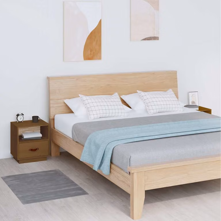Set di 2 comodini vidaXL in legno massello di pino color marrone ambra L/P/H: 40 x 34 x 45 cm