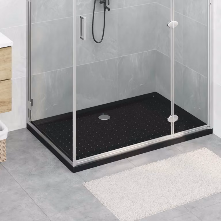 Vassoio base doccia rettangolare vidaXL in ABS nero con superficie antiscivolo L 120 x P 80 x H 4 cm
