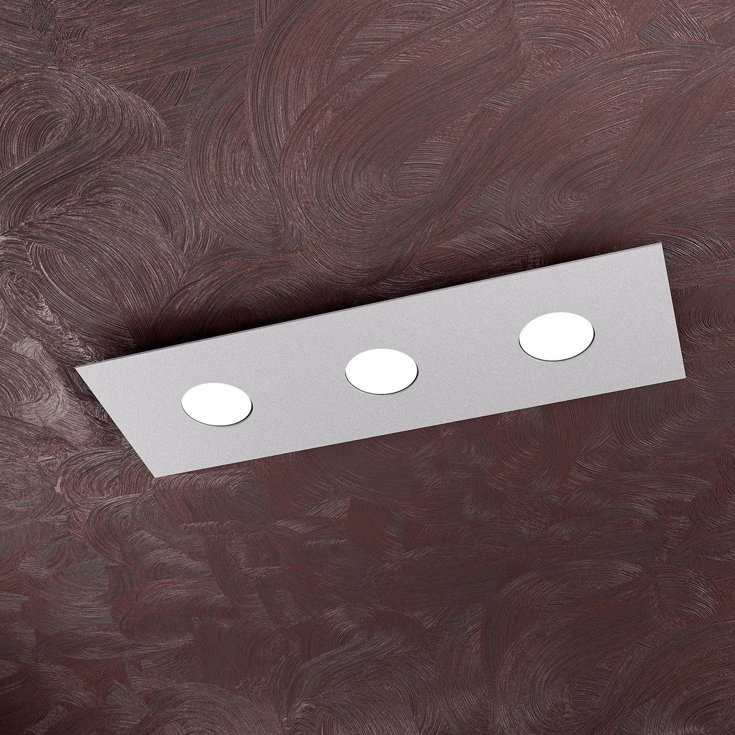 Plafoniera Moderna Rettangolare Area Metallo Grigio 3 Luci Gx53