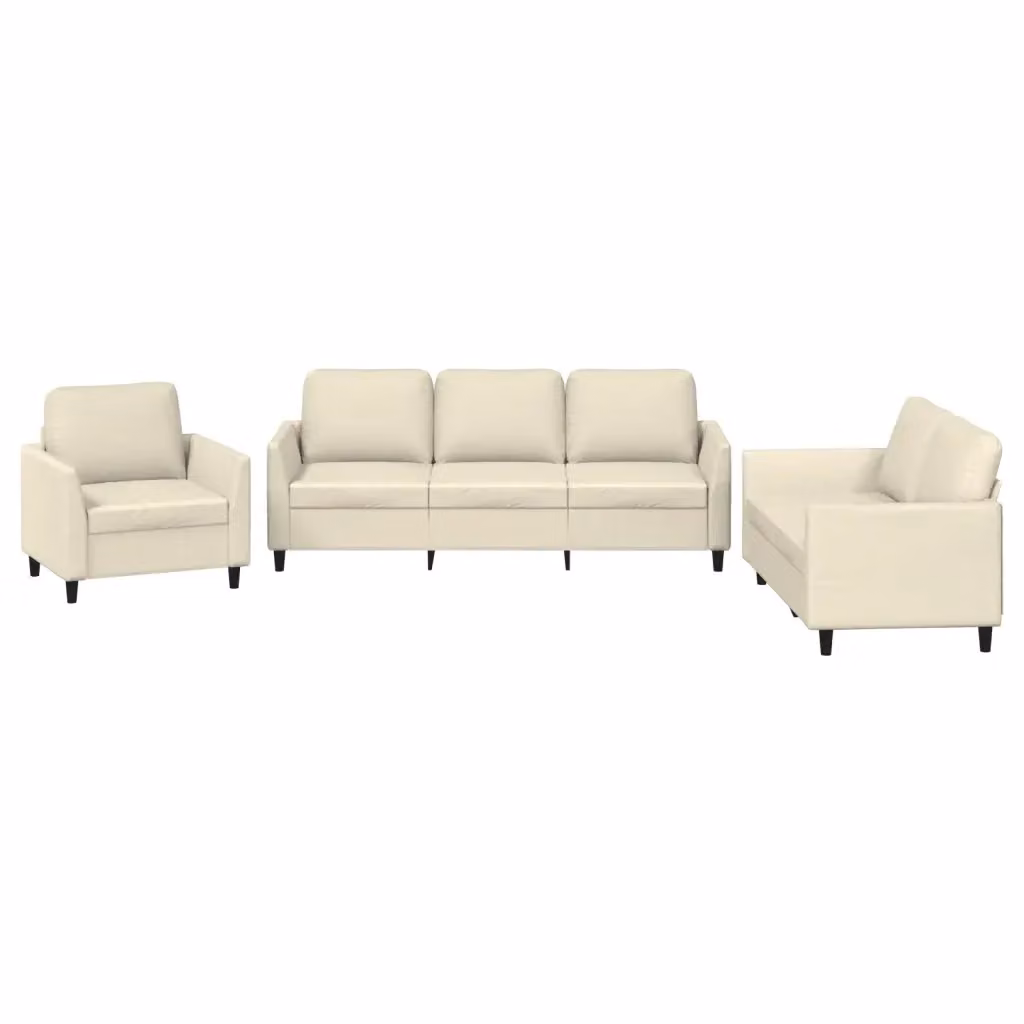 vidaXL Set di Divani 3 Pezzi in Similpelle Beige con Cuscini per Soggiorno – 2