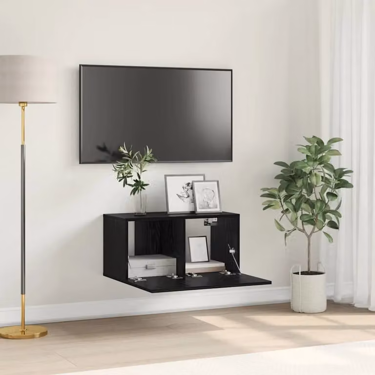 Set mobile TV moderno vidaXL nero in legno ingegnerizzato L 60 cm x P 30 cm x H 30 cm
