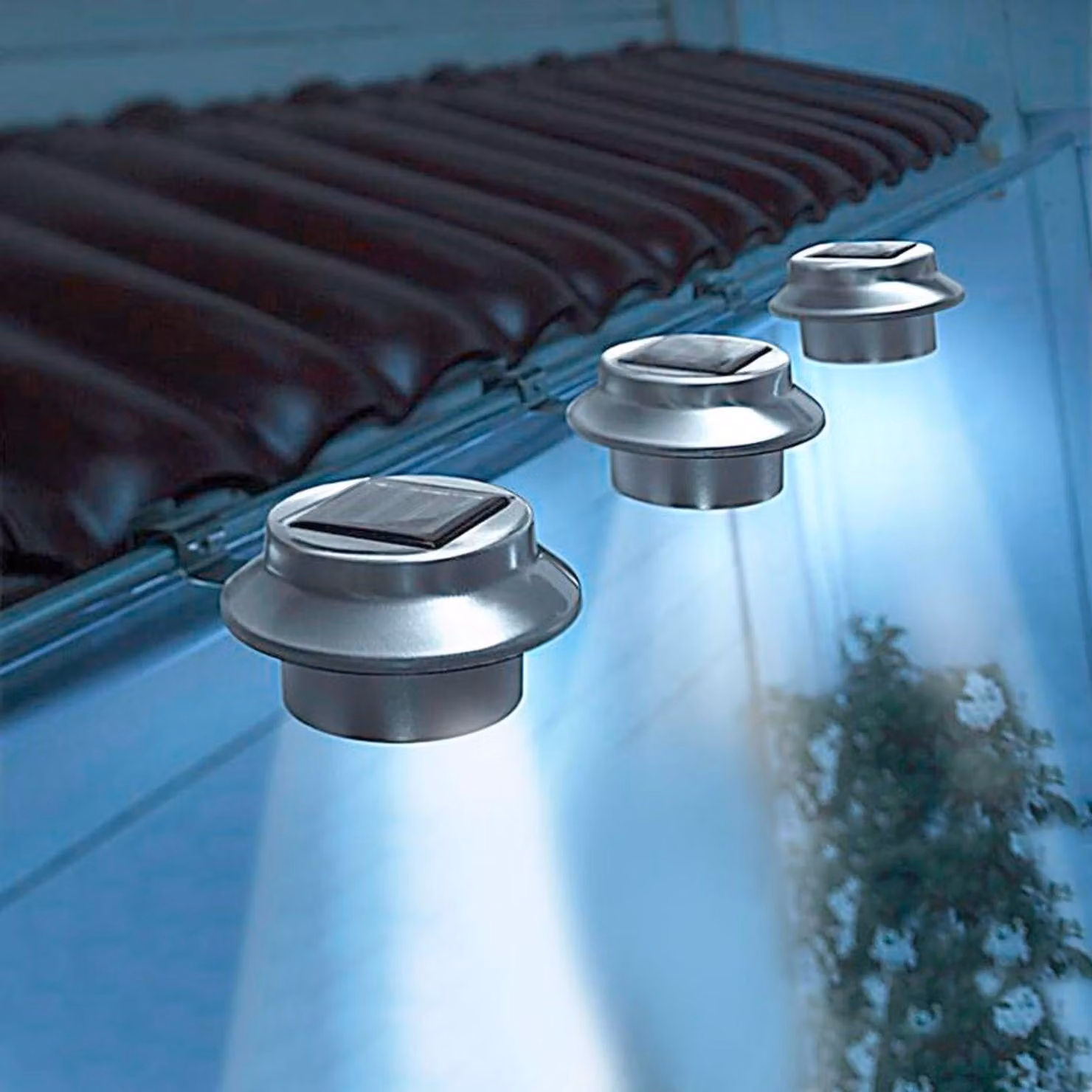 LED grondaia luci set di 3 acciaio inox recinzione luci sentiero luci solari