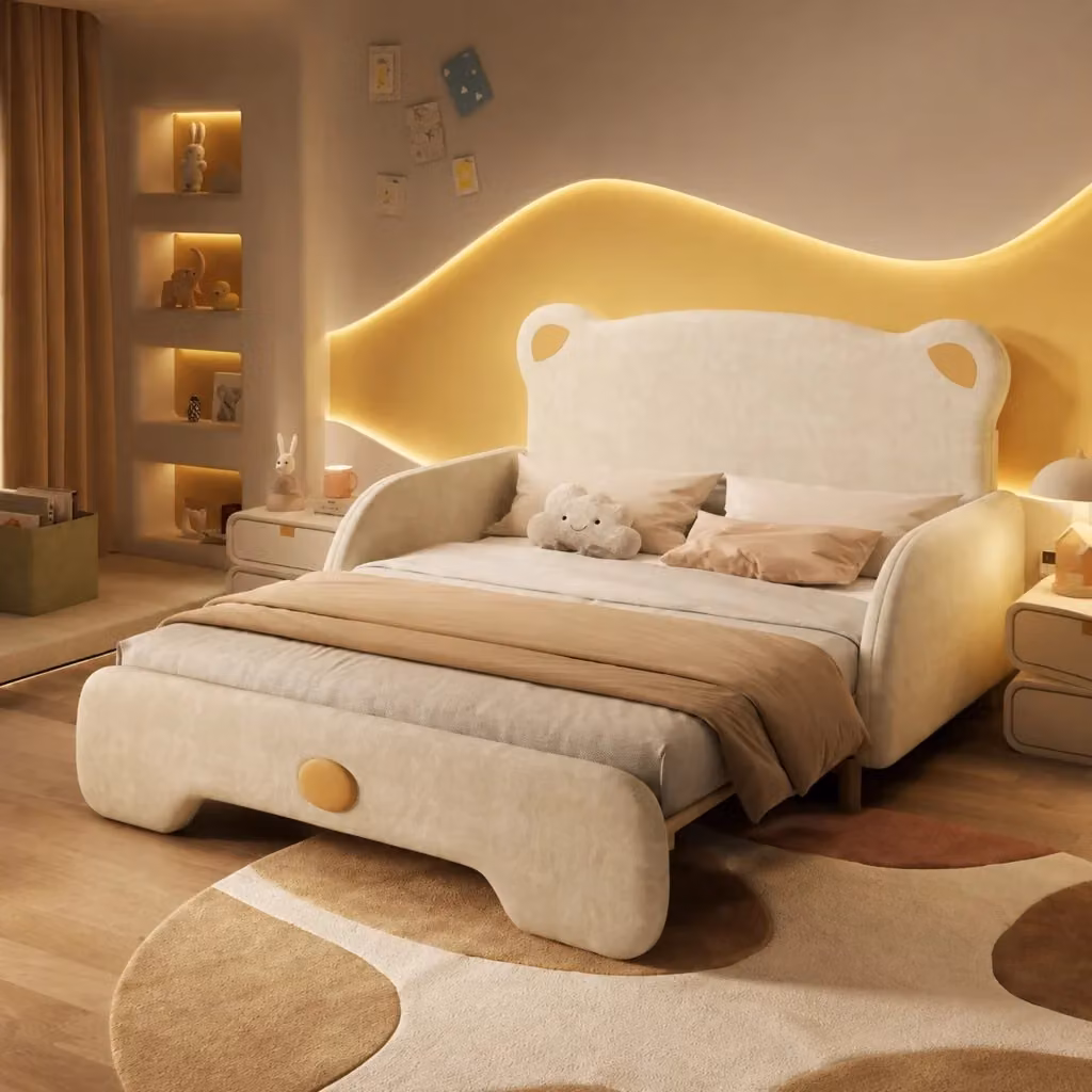 Letto Mivray con letto estraibile in velluto beige e doghe in legno L/P/H: 205 x 140 x 106,5 cm con secondo posto 140 x 105 cm – 2