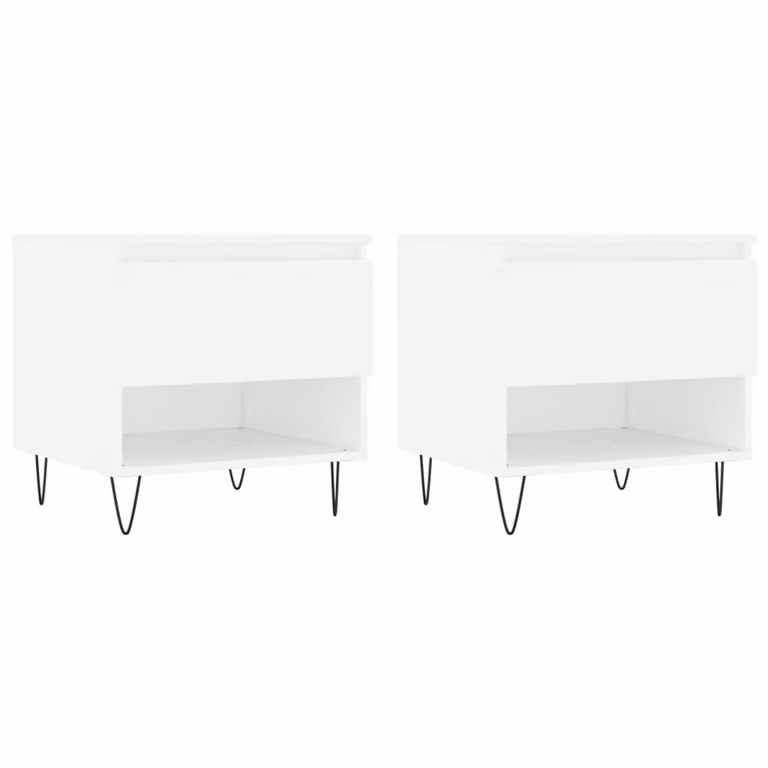 Tavolini Salotto 2 pz Bianchi 50x46x50 cm in Legno Multistrato
