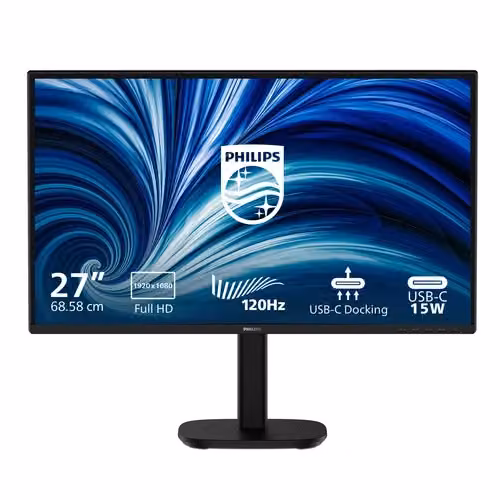 Monitor Philips 27 pollici LED IPS Full HD 16:9 con regolazione altezza, connettività DisplayPort, HDMI e USB-C, Nero - 27B2U3301/00 – 2