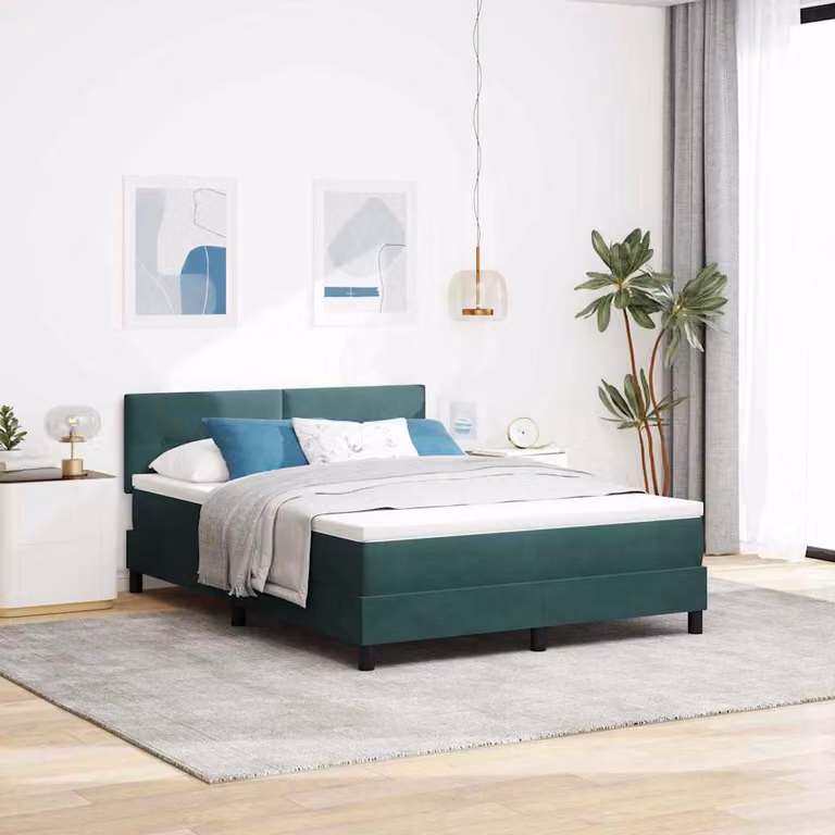 Maison Exclusive - Letto boxspring con testiera verde scuro 160 x 200 cm in velluto