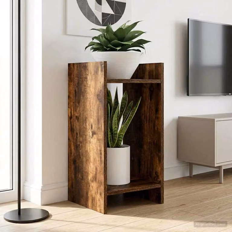 Set di 2 supporti per piante vidaXL in legno color rovere fumo, L/P/H: 30 x 30 x 60 cm