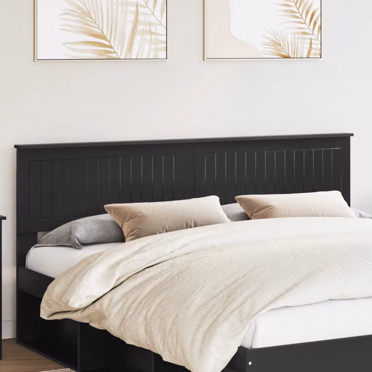 Testiera per letto moderna vidaXL in legno ingegnerizzato nero, L: 183 cm, H: 90 cm, P: 32 cm